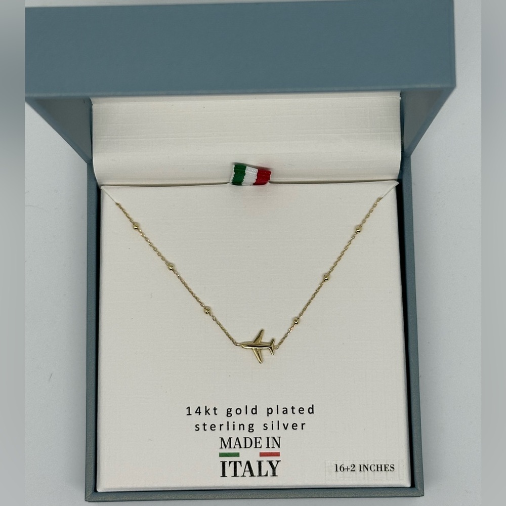 NWT Mia Fiore 14kt Gold Plated Airplane Necklace